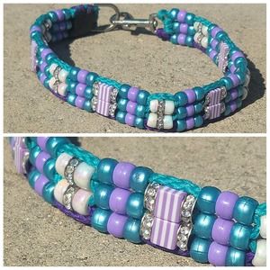 Custom Handmade Beaded Bling Dog Collar Charlotte Hornets
